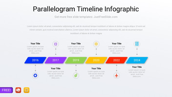 6 Option Parallelogram Timeline Infographic